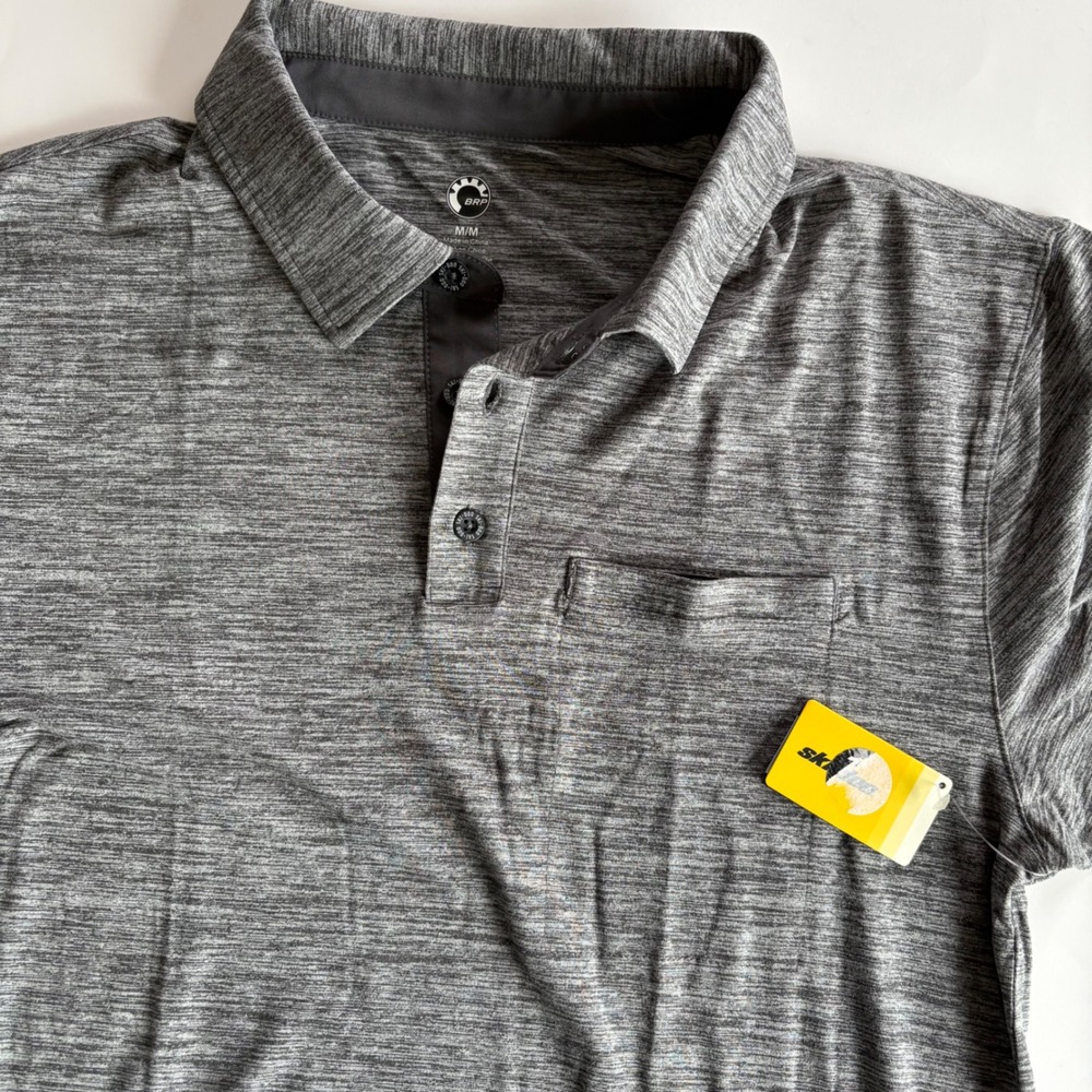 Ski-Doo Men's Medium Gray Tech‎ Polo Short Sleeve Performance Quick Dry Wicking